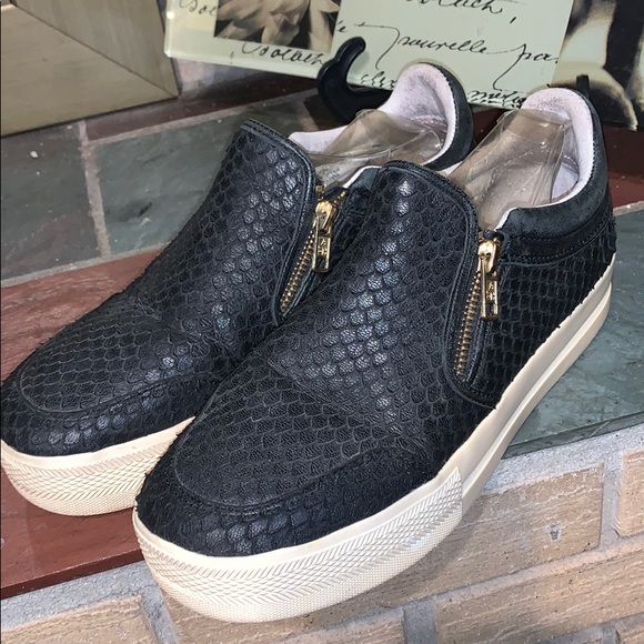 Ash "Jordy" Black Leather Python Chunky Sole Trainer Gym Shoe Side Zip - Picture 12 of 14